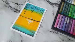 How to draw beautiful scenery Easy Natural Scenery Drawing  Oil Pastel Drawing For Beginners [upl. by Vogele]