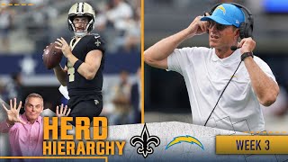 Herd Hierarchy Chargers leap to Top 3 Saints join 49ers drop in Week 3s Top 10  NFL  THE HERD [upl. by Sarah]