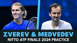 Alexander Zverev amp Daniil Medvedev Full Practice Set  Nitto ATP Finals 2024 [upl. by Whall414]