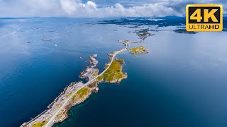 Atlantic Ocean Road Norway  4K  Atlantic Ocean Road Storm  Atlantic Road by drone [upl. by Zavala615]