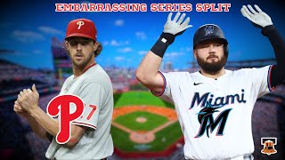 PHILLIES SPLIT FOUR GAME SERIES IN MIAMI AARON NOLA GETS SHELLED INJURIES PILING ON [upl. by Foley]