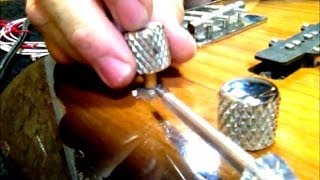 solid shaft vs split shaft guitar pots fixing loose knobs guitar repair tech [upl. by Wollis]