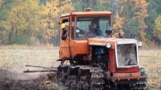 DT75 plowing  Трактор ДТ75 вспашка зяби [upl. by Alister]