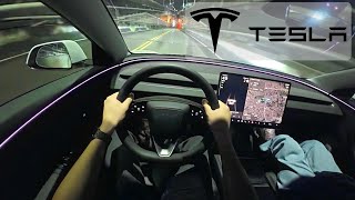 Tesla Model 3 Highland POV Night Drive [upl. by Lilia780]