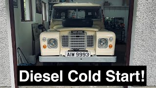 Cold Start Procedure of my Diesel 1976 Land Rover Series 3 88quot [upl. by Eecal720]