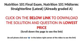 Nutrition 101 Final Exam NUTRI 101 Final Nutrition 101 Midterm NUTRI 101 Midterm Straighterline [upl. by Eiryt]