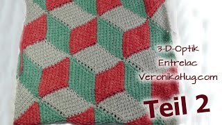 Entrelac Pillowcase Diamonds with 3D effect Part 2 [upl. by Nireil]