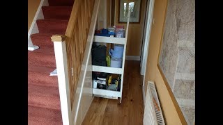 Under stairs pull slide out cupboard storage DIY project [upl. by Lette58]