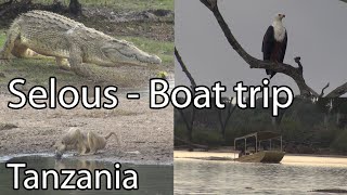 Boat safari on the Rufiji river in Selous Game Reserve Nyerere Tanzania [upl. by Frederica]