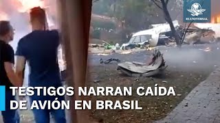 Estos son los dramáticos testimonios de vecinos que filmaron la caída del avión en Brasil [upl. by Hendren]