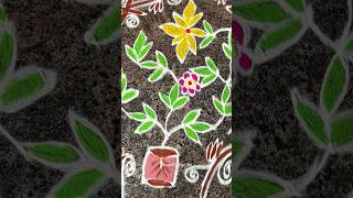 Beautiful Leaf and Flower Rangoli Design  Easy amp Creative Rangoli Art flowerrangoli shorts [upl. by Seel]