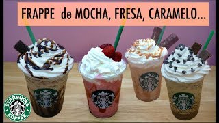 4 FRAPPUCCINOS Starbucks de mocha fresa caramelo java chip [upl. by Wilfred450]