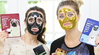 TRYING DIFFERENT FACE MASKS w iJustine [upl. by Narruc577]