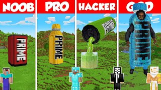 Prime Drink Bottle Build Battle Challenge  Noob vs Pro vs Hacker vs God  Minecraft Animation [upl. by Alcus]