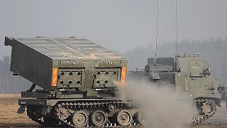 Multiple Launch ROCKET System IN ACTION British Army LIVEFIRE TRAINING exercise Dynamic Front [upl. by Gavette39]