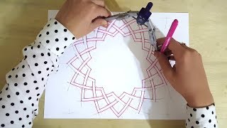 How to draw an Islamic geometric pattern 15  زخارف اسلامية هندسية [upl. by Kerge2]