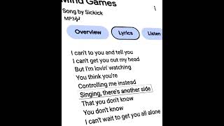 sickick  mind games lyrics lyrics songlyrics music capcutedit fypシ [upl. by Anialad]