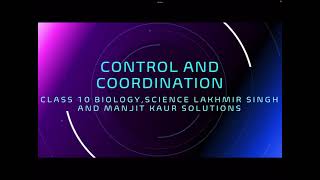 control and coordination class 10 science Biology Lakhmir Singh and Manjit kaur solutions part 7 [upl. by Betta117]