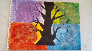 4 season painting easy viral video you tube [upl. by Ahseryt]