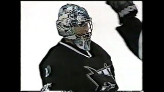 Goalie Evgeni Nabokov  San Jose Sharks  scores a goal against Canucks 2002 [upl. by Assennav]