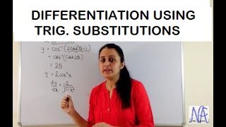 DIFFERENTIATION USING TRIGONOMETRIC SUBSTITUTIONS CONTINUITY AND DIFFERENTIABILITY PART5 CBSE 12th [upl. by Seidule]