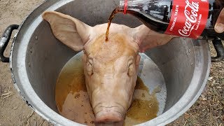 Roasted Pig Head with Palm Sugar  Pigs Head Cooking Recipe [upl. by Wehttan520]