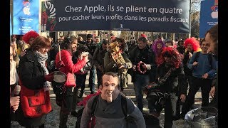 Attac est venue quotfêterquot linauguration du Apple Store sur les ChampsÉlysées [upl. by Johst]