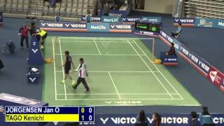 QF  MS  Tago Kenichi vs Jan O Jorgensen  2014 Korea Badminton Open [upl. by Patrick]