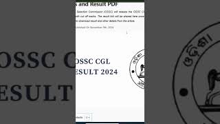 OSSC CGL Result 2024 Prelims Cut Off Marks and Result PDF [upl. by Aloiv438]