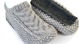 ルームシューズの編み方 （男性用 27センチ） How to knit knit slippers [upl. by Arammahs]