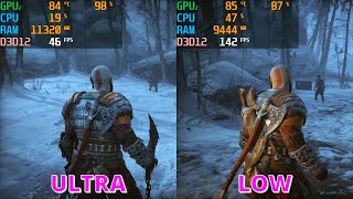 GOD OF WAR RAGNAROK  RTX 3050 Ti Laptop  Ultra vs Low Graphics [upl. by Artus]