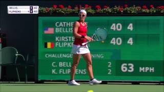 BNP Paribas Open 2017 Kirsten Flipkens 1R Shot of the Day [upl. by Eyahsal]