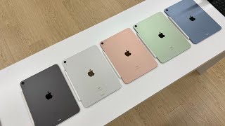 iPad Air 4 Color Comparison  Sky Blue vs Green vs Rose Gold vs Space Gray vs Silver [upl. by Awad]