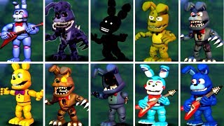 Five Nights at Freddys 6 FNAF 1 2 3 4 5 ALL BONNIE ANIMATRONICS FNAF 2018 [upl. by Relyc]