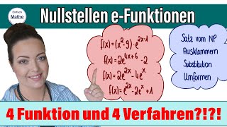 Nullstellen von eFunktion  ÜBERSICHT mit FAST ALLEM und viele BEISPIELE [upl. by Killen]