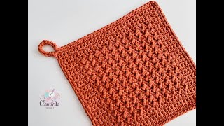 🇺🇸 How To Crochet Potholder  Washcloth BEGINNER [upl. by Ardnoek]