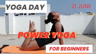 POWER YOGA for beginners  YOGA DAY 21 JUNE 🙏 motivation video yoga fitness flexibility asana [upl. by Bywaters]