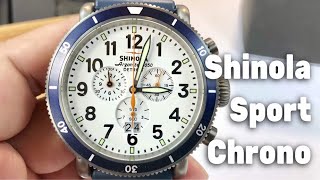 Shinola 48mm Runwell Sport Chrono white dial amp How to adjust the stopwatch hands [upl. by Llennhoj]