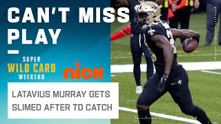 Drew Brees Gets Latavius Murray Slimed After TD [upl. by Elleivad]