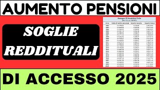 AUMENTO PENSIONI ➡ SOGLIE REDDITUALI DI ACCESSO [upl. by Oinolopa]