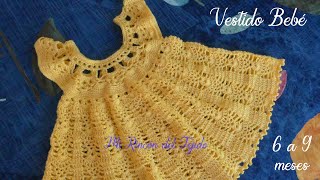 Vestido Bebe Crochet Amarillo 6 a 9 meses Facil Tutorial Paso a Paso Parte 1 de 2 [upl. by Orteip]