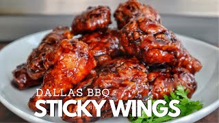 BEST Dallas BBQ Sticky Wings Recipe  Super Bowl Recipes [upl. by Garin]