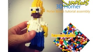 3D Homer Simpson Pyssla Hama Beads perler beads assembly [upl. by Nevi]