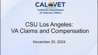 CalTAP  VA Claims and Compensation  11202024 [upl. by Anale247]