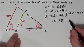 Sličnost trouglova zadatak 1  Završni ispit iz matematike 2018 zadatak 412 [upl. by Lole318]