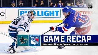 Sharks  Rangers 123  NHL Highlights 2023 [upl. by Paulo]