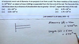 Elasticity  Physics  Class 11  Pyq  mechanical properties of solids A horizontal metalNeetJee [upl. by Salmon]