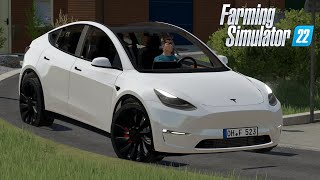 FS22  2024 Tesla Model Y Performace  Electric Car Mod for Farming Simulator 2022 ROLEPLAY Download [upl. by Akinert]