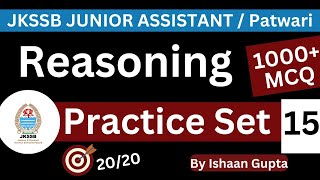 Reasoning  1000 MCQ Practice Set 15  For JKSSB exams by ISHAAN GUPTA [upl. by Cinom]