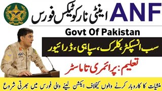 Anti Narcotics Force Jobs 2024  ANF Jobs 2024 ANF New Jobs Apply  intelligence force Jobs [upl. by Manthei]